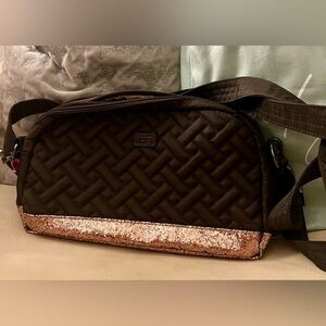 NEW Lug Punter Dark Brown w/glitter bottom Crossbody Bag - RFID
